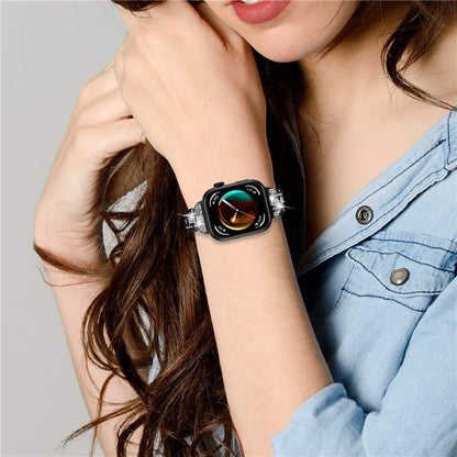 For Huawei Watch Fit 3 Watch Strap Five-Bead Rhinestones Metal Wrist Band Bracelet
