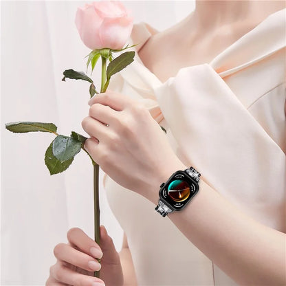 For Huawei Watch Fit 3 Watch Strap Five-Bead Rhinestones Metal Wrist Band Bracelet