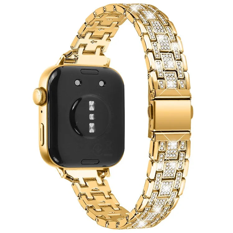 For Huawei Watch Fit 3 Watch Strap Five-Bead Rhinestones Metal Wrist Band Bracelet