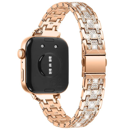 For Huawei Watch Fit 3 Watch Strap Five-Bead Rhinestones Metal Wrist Band Bracelet