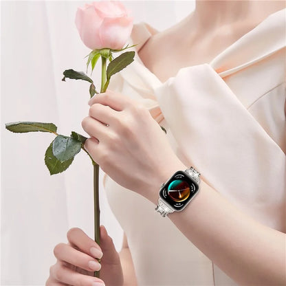 For Huawei Watch Fit 3 Watch Strap Five-Bead Rhinestones Metal Wrist Band Bracelet