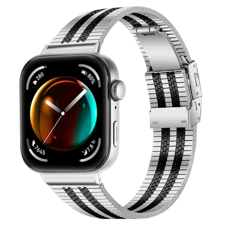For Huawei Watch Fit 3 Watch Band 316L Stainless Steel Five-Bead Wrist Strap