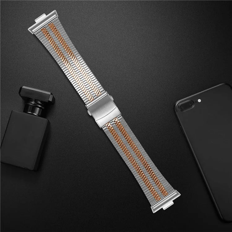 For Huawei Watch Fit 3 Watch Band 316L Stainless Steel Five-Bead Wrist Strap