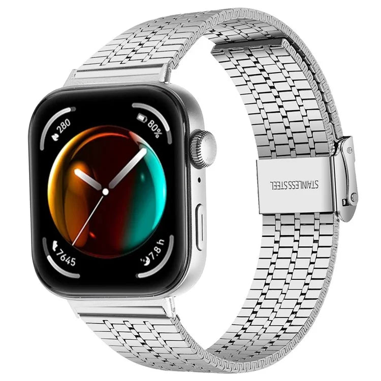 For Huawei Watch Fit 3 Band 316L Stainless Steel Replacement Strap, Silver