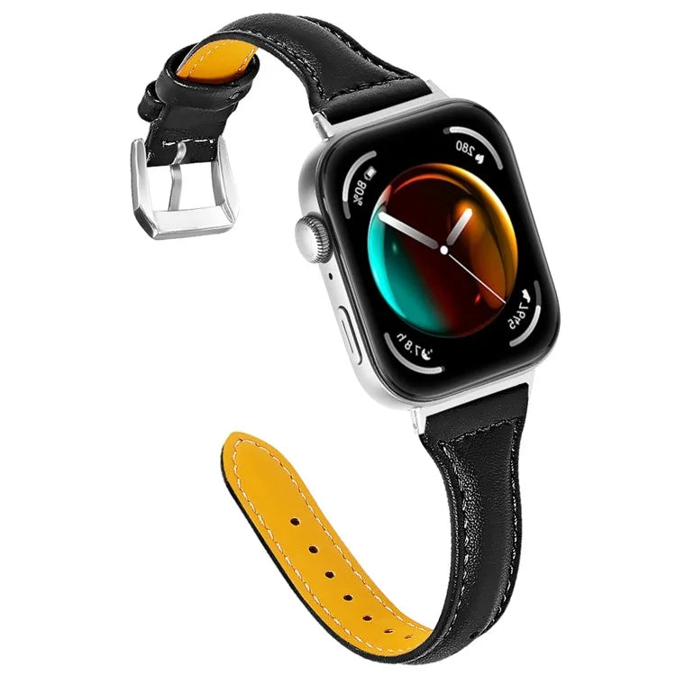 For Huawei Watch Fit 3 Watch Strap Genuine Cow Leather Band Stitching Lines