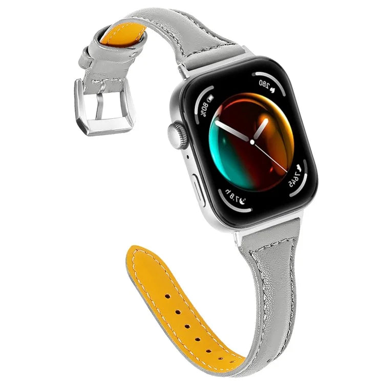 For Huawei Watch Fit 3 Watch Strap Genuine Cow Leather Band Stitching Lines