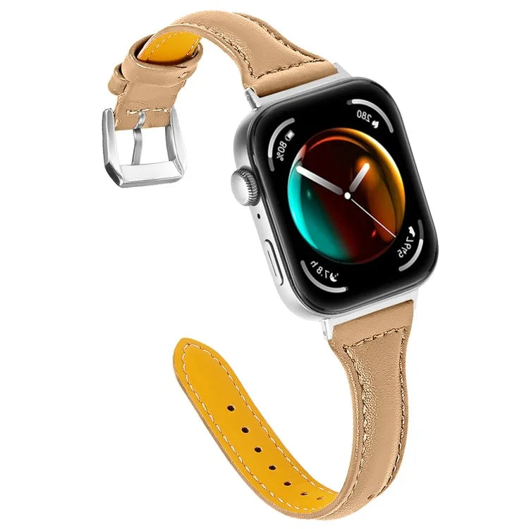 For Huawei Watch Fit 3 Watch Strap Genuine Cow Leather Band Stitching Lines