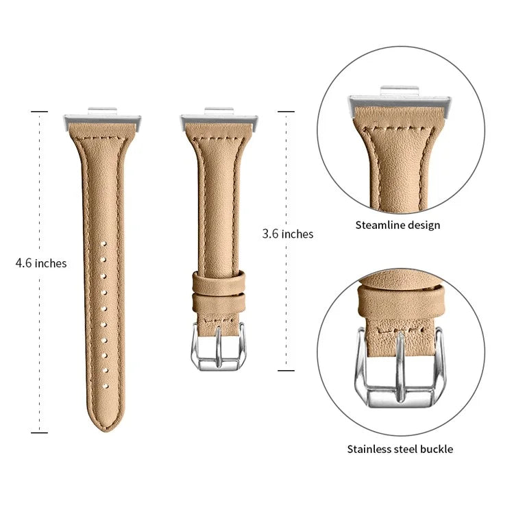 For Huawei Watch Fit 3 Watch Strap Genuine Cow Leather Band Stitching Lines