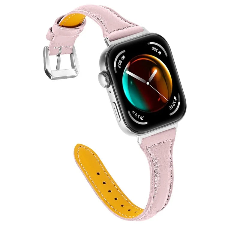 For Huawei Watch Fit 3 Watch Strap Genuine Cow Leather Band Stitching Lines