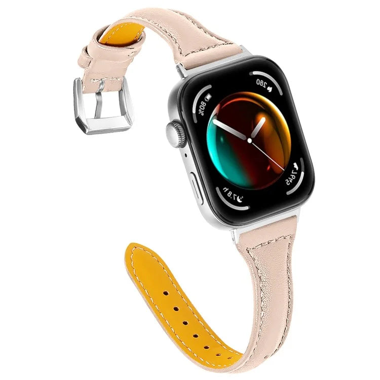 For Huawei Watch Fit 3 Watch Strap Genuine Cow Leather Band Stitching Lines