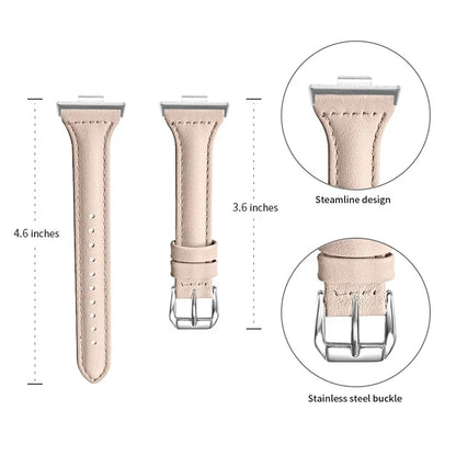 For Huawei Watch Fit 3 Watch Strap Genuine Cow Leather Band Stitching Lines