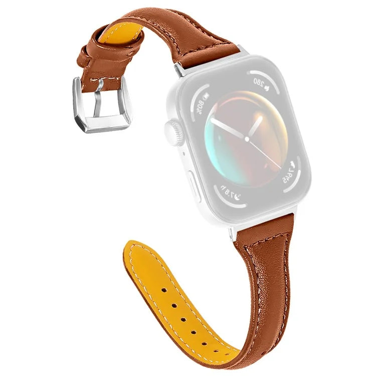 For Huawei Watch Fit 3 Watch Strap Genuine Cow Leather Band Stitching Lines