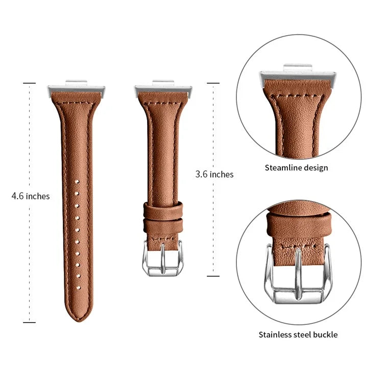 For Huawei Watch Fit 3 Watch Strap Genuine Cow Leather Band Stitching Lines