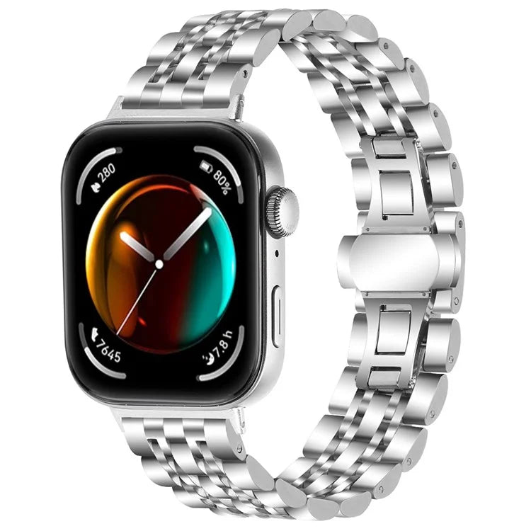 For Huawei Watch Fit 3 Band 316L Stainless Steel Metal Mesh Watch Strap, Silver