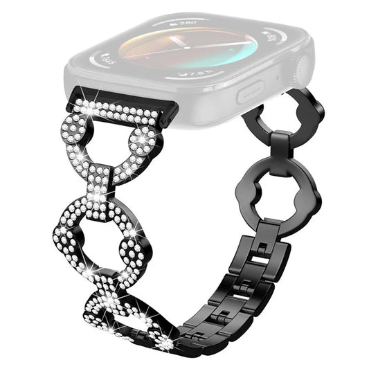 For Huawei Watch Fit 3 Metal Watch Band Shiny Rhinestone Strap Bracelet