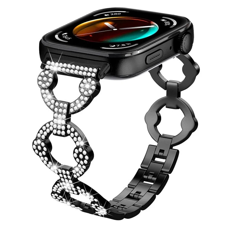 For Huawei Watch Fit 3 Metal Watch Band Shiny Rhinestone Strap Bracelet