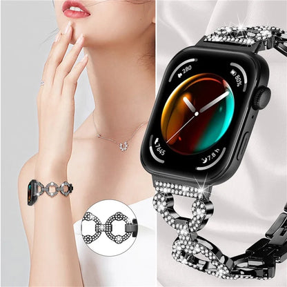For Huawei Watch Fit 3 Metal Watch Band Shiny Rhinestone Strap Bracelet