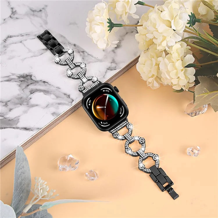 For Huawei Watch Fit 3 Metal Watch Band Shiny Rhinestone Strap Bracelet