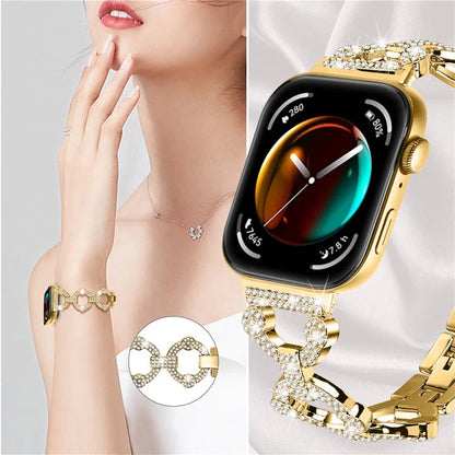 For Huawei Watch Fit 3 Metal Watch Band Shiny Rhinestone Strap Bracelet