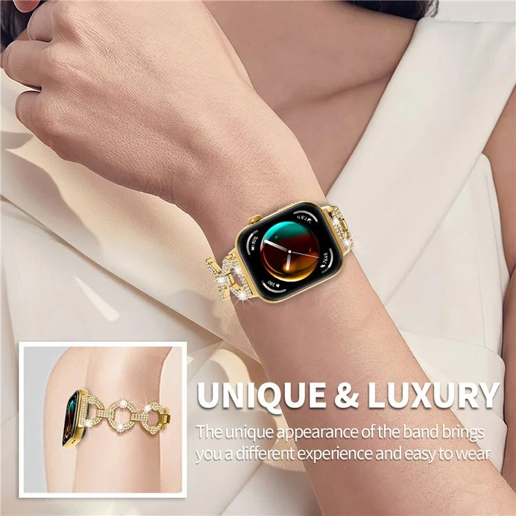 For Huawei Watch Fit 3 Metal Watch Band Shiny Rhinestone Strap Bracelet