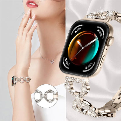For Huawei Watch Fit 3 Metal Watch Band Shiny Rhinestone Strap Bracelet
