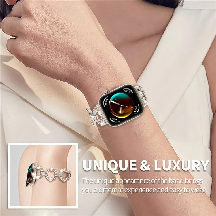 For Huawei Watch Fit 3 Metal Watch Band Shiny Rhinestone Strap Bracelet