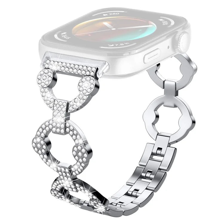 For Huawei Watch Fit 3 Metal Watch Band Shiny Rhinestone Strap Bracelet