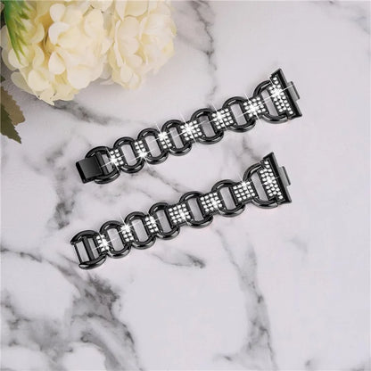 For Huawei Watch Fit 3 Watch Strap Rhinestone Decor Oval-Shape Metal Wrist Band