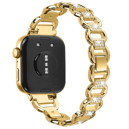 For Huawei Watch Fit 3 Watch Strap Rhinestone Decor Oval-Shape Metal Wrist Band