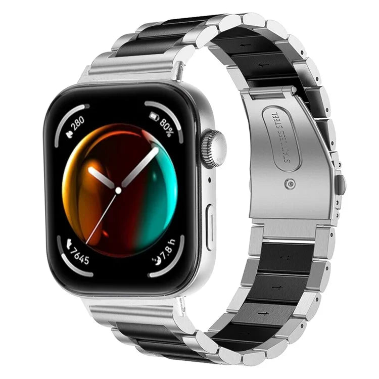 For Huawei Watch Fit 3 Watch Strap Three-Bead Stainless Steel Wrist Band