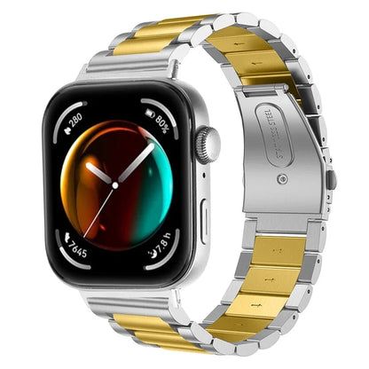 For Huawei Watch Fit 3 Watch Strap Three-Bead Stainless Steel Wrist Band