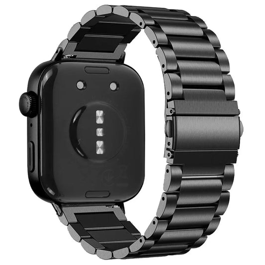 For Huawei Watch Fit 3 Watch Band Three-Bead Stainless Steel Mesh Strap - Black