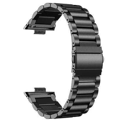 For Huawei Watch Fit 3 Watch Band Three-Bead Stainless Steel Mesh Strap - Black