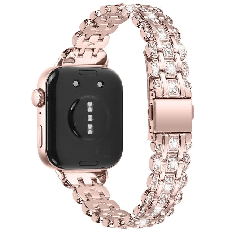 For Huawei Watch Fit 3 Metal Watch Strap Rhinestone Flower Style Band Bracelet
