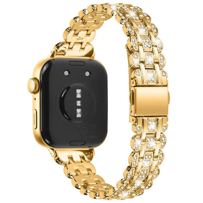 For Huawei Watch Fit 3 Metal Watch Strap Rhinestone Flower Style Band Bracelet