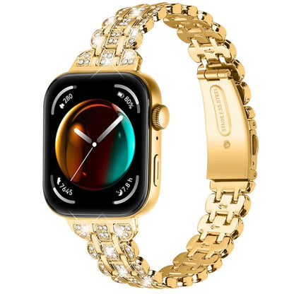 For Huawei Watch Fit 3 Metal Watch Strap Rhinestone Flower Style Band Bracelet