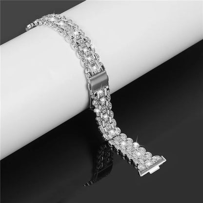 For Huawei Watch Fit 3 Metal Watch Strap Rhinestone Flower Style Band Bracelet