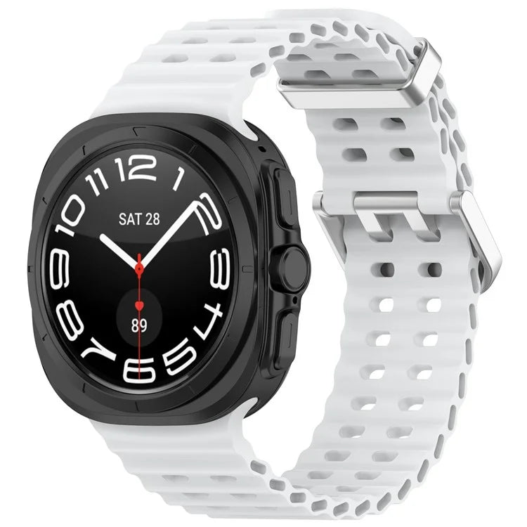 For Samsung Galaxy Watch Ultra 47mm Silicone Watch Strap Dual Pins Buckle Sports Band