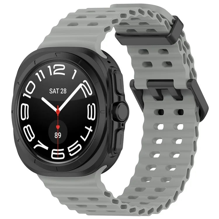 For Samsung Galaxy Watch Ultra 47mm Silicone Watch Strap Dual Pins Buckle Sports Band