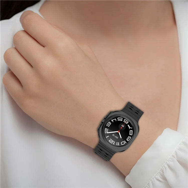 For Samsung Galaxy Watch Ultra 47mm Silicone Watch Strap Dual Pins Buckle Sports Band