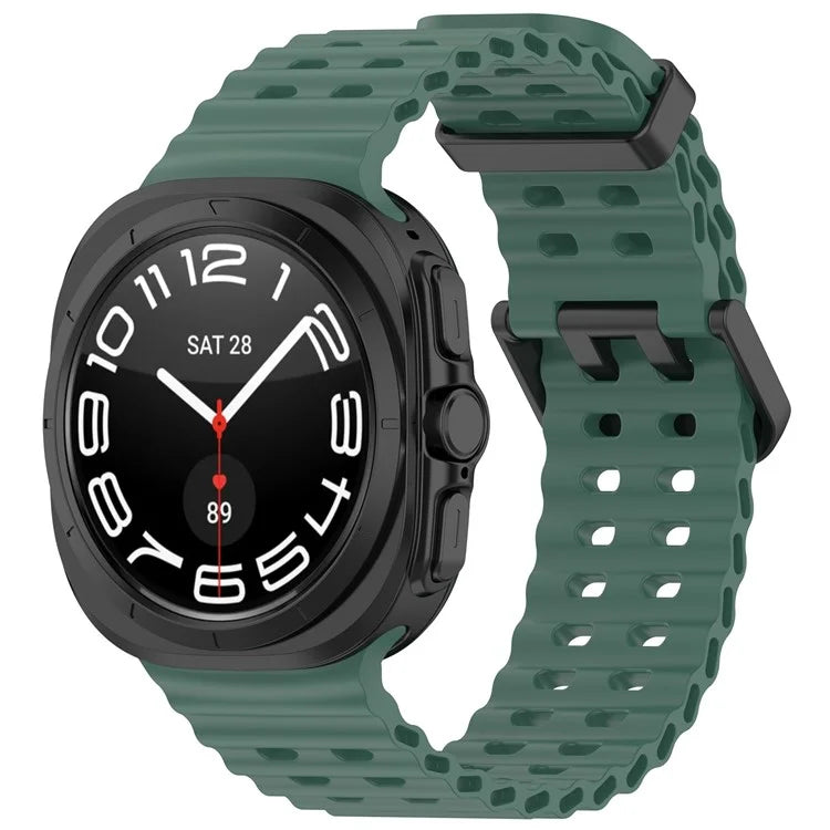 For Samsung Galaxy Watch Ultra 47mm Silicone Watch Strap Dual Pins Buckle Sports Band