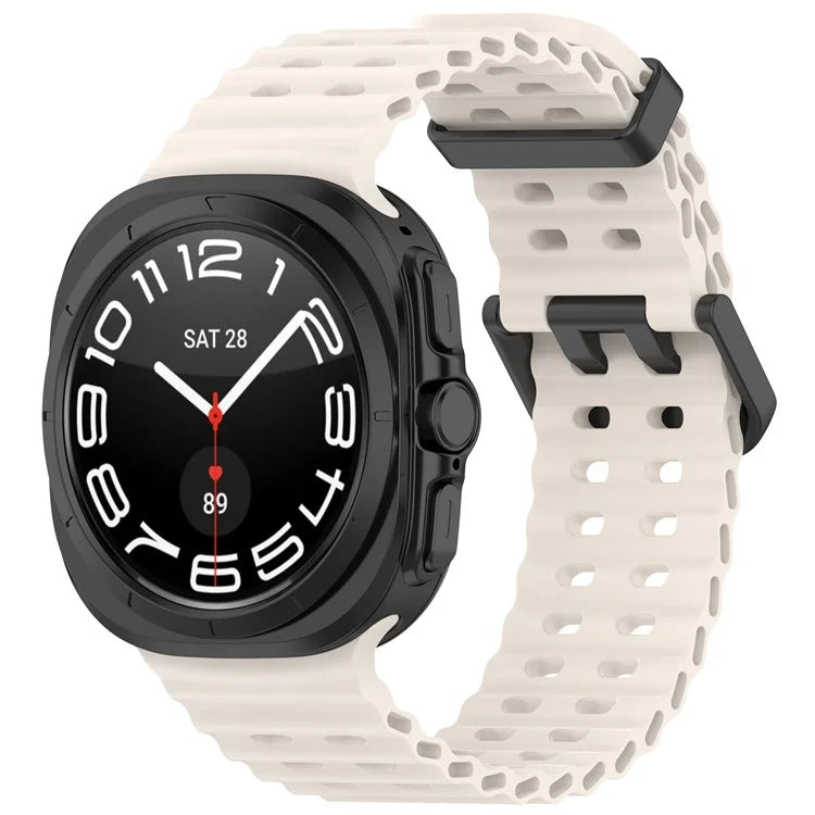 For Samsung Galaxy Watch Ultra 47mm Silicone Watch Strap Dual Pins Buckle Sports Band