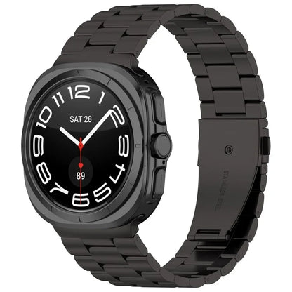 For Samsung Galaxy Watch Ultra 47mm Metal Watch Band Three-Beads Steel Wrist Strap