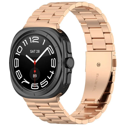 For Samsung Galaxy Watch Ultra 47mm Metal Watch Band Three-Beads Steel Wrist Strap