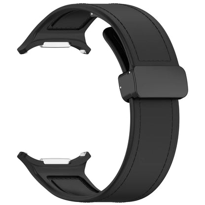 For Samsung Galaxy Watch Ultra 47mm Watch Strap Magnetic Buckle Leather Coated Silicone Wrist Band