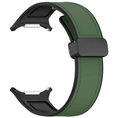 For Samsung Galaxy Watch Ultra 47mm Watch Strap Magnetic Buckle Leather Coated Silicone Wrist Band