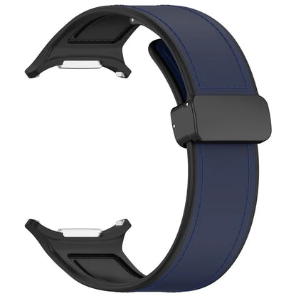 For Samsung Galaxy Watch Ultra 47mm Watch Strap Magnetic Buckle Leather Coated Silicone Wrist Band