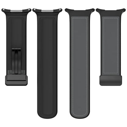For Samsung Galaxy Watch Ultra 47mm Watch Strap Magnetic Buckle Leather Coated Silicone Wrist Band