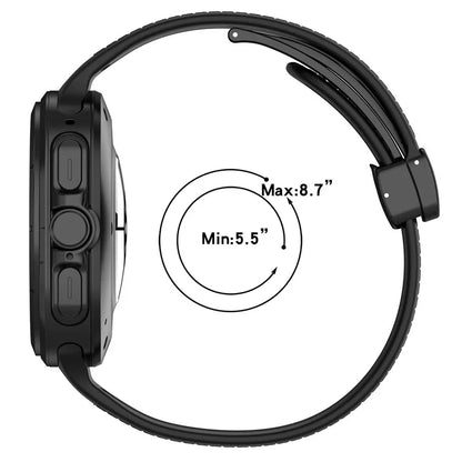 For Samsung Galaxy Watch Ultra 47mm Watch Strap Magnetic Buckle Leather Coated Silicone Wrist Band