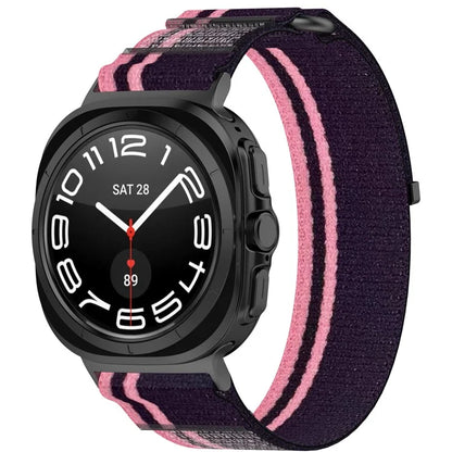 For Samsung Galaxy Watch Ultra 47mm Nylon Watch Band Loop Fastener Adjustable Wrist Strap